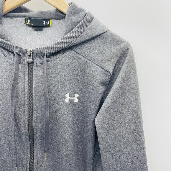 Under Armour Womens Size Large Semi Fitted Full Zippered Hooded Sweatshirt Gray - Picture 2 of 5